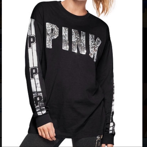 PINK Victoria's Secret Tops - Victoria’s Secret PINK Campus Bling & Metallic Tee